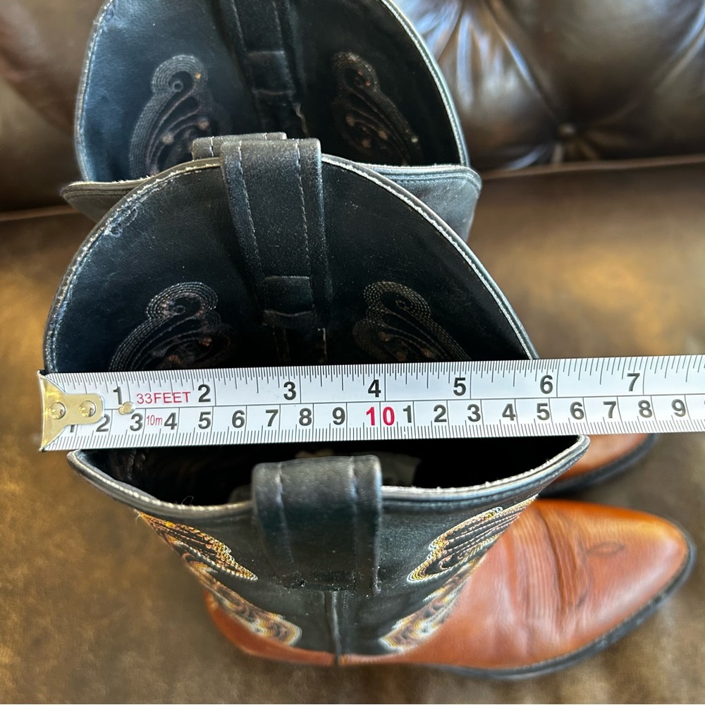 Men’s cowboy boots black and cognac size 8.5 EE (Extra Wide) - Picture 10 of 12